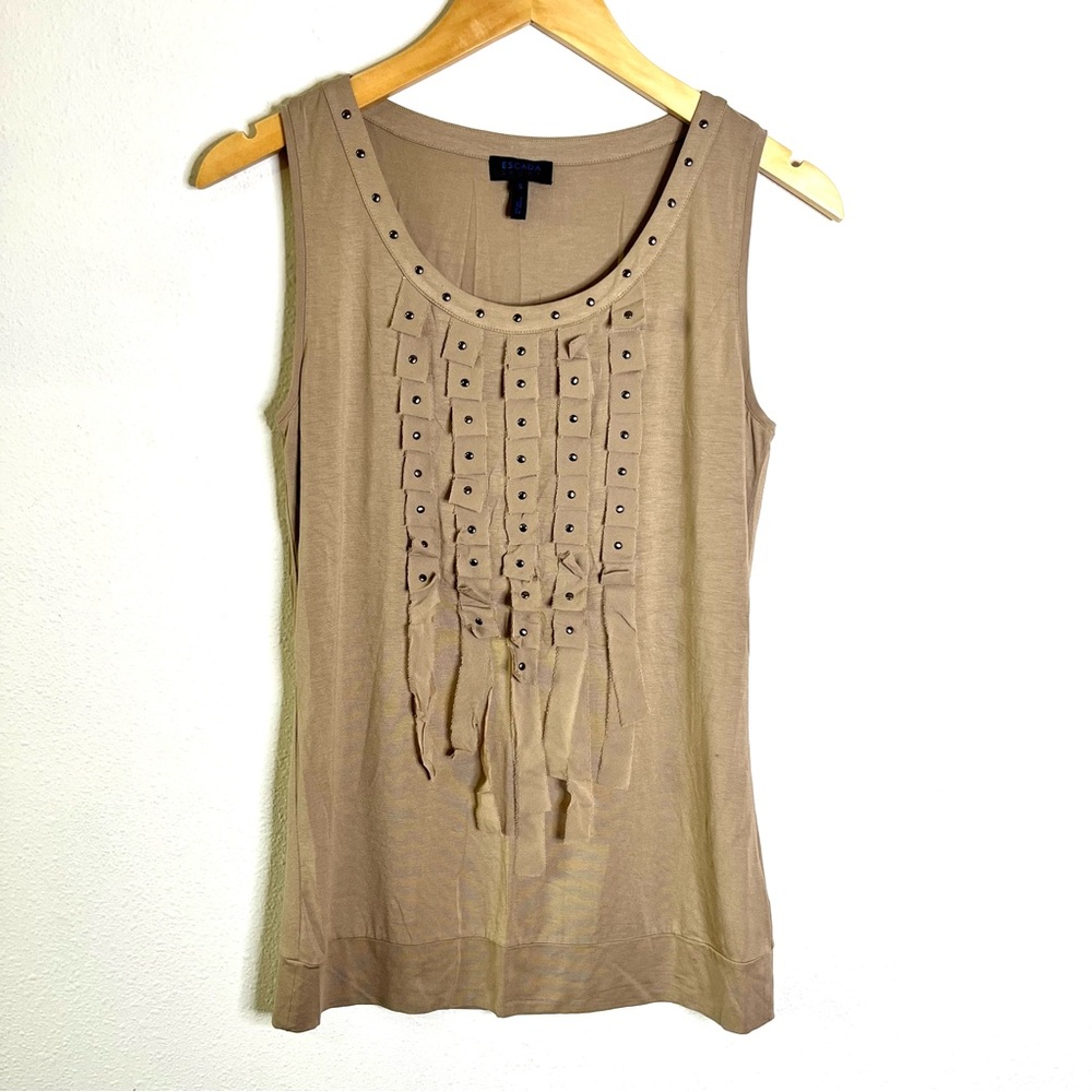 Escada Sport Y2K Beige Top Stud Accents sleeveless knit tank Sz S